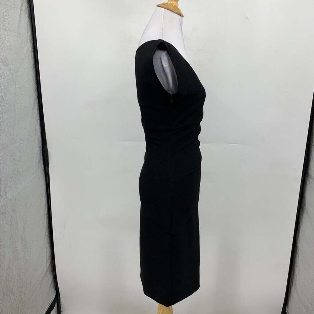 Diane Von Furstenberg Dress Womens 0 Black Bevin Ruched Crepe Sheath Side Zip - Picture 4 of 16